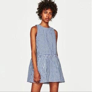 zara blue gingham dress
